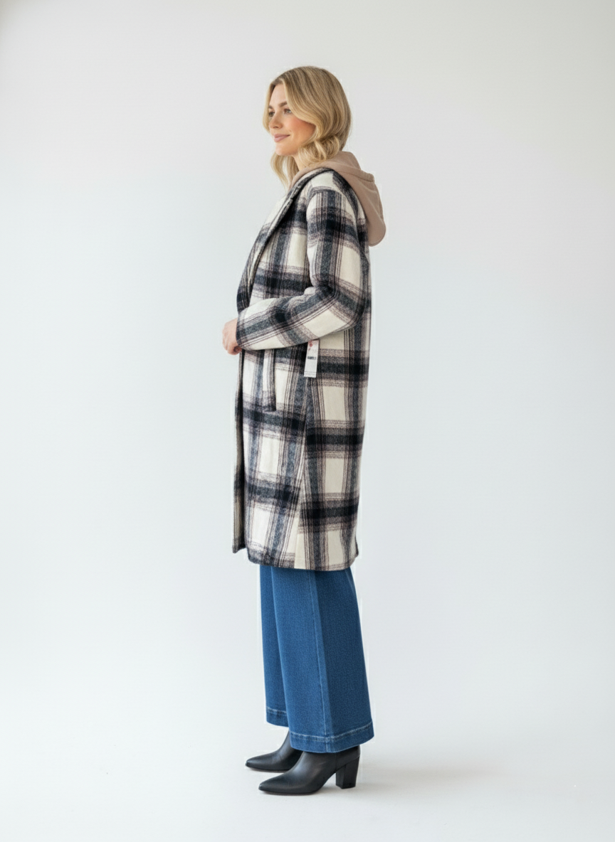 Plaid Hoodie Coat