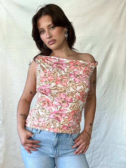 Twist strap floral top