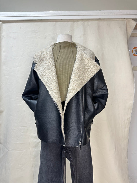 Faux leather Teddy jacket