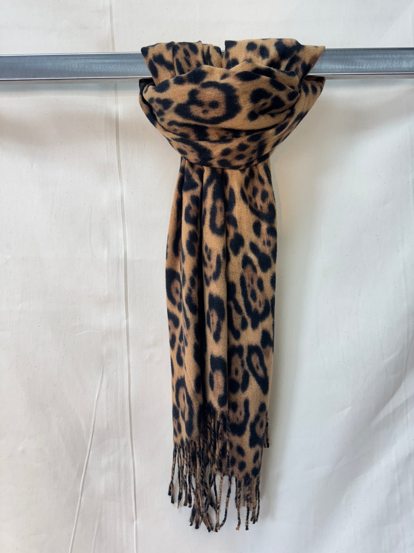 Leopard Printed Fringe Scarf