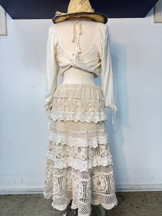 BALI crochet detail midi skirt