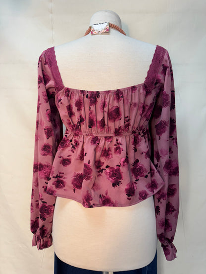 Plum lace rose top