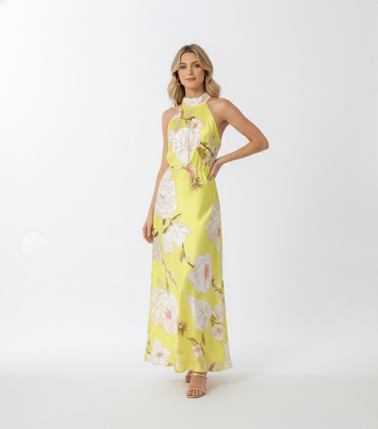 CELESTE HALTER FLORAL MAXI