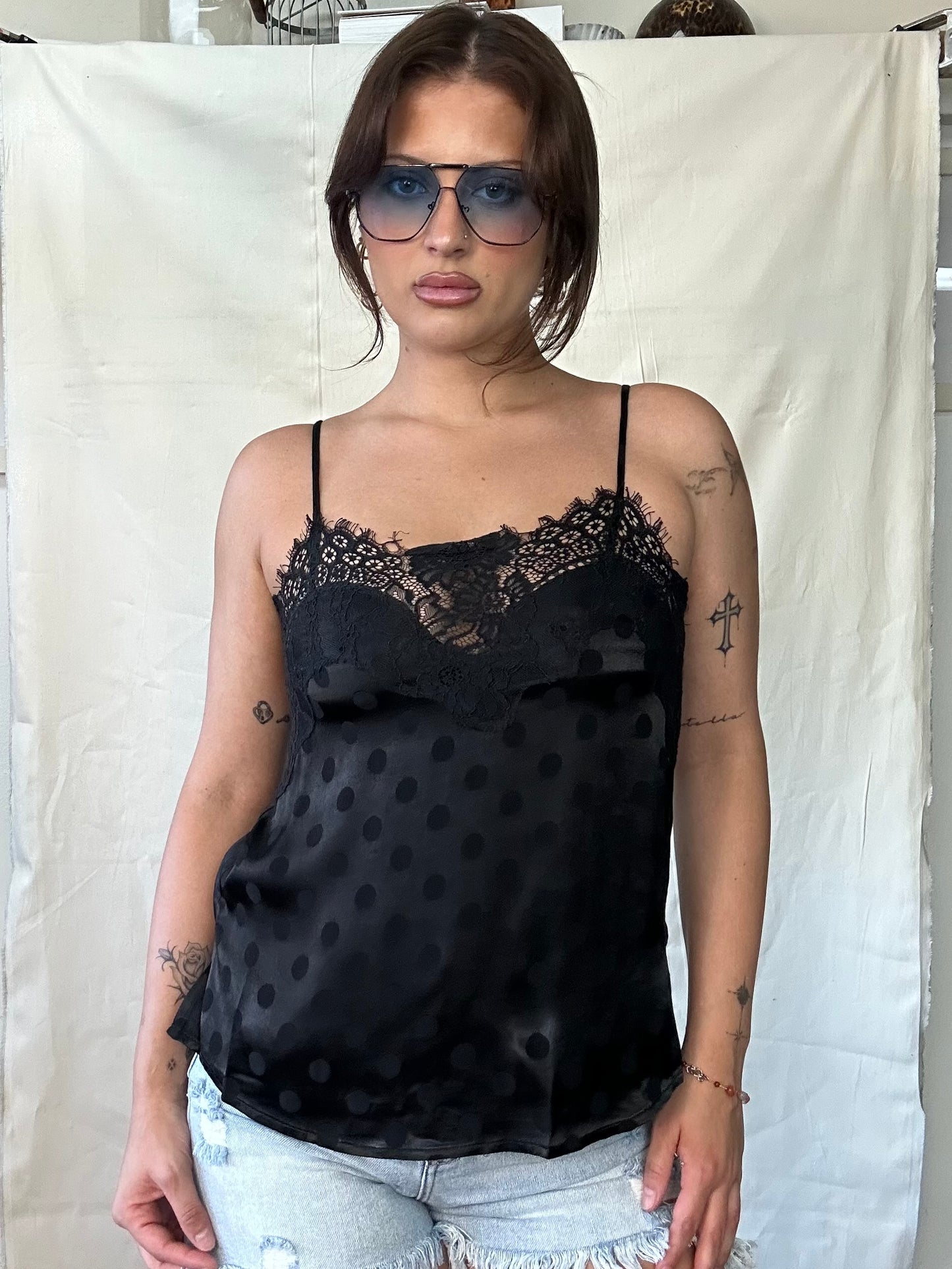 Candace polka dot lace top