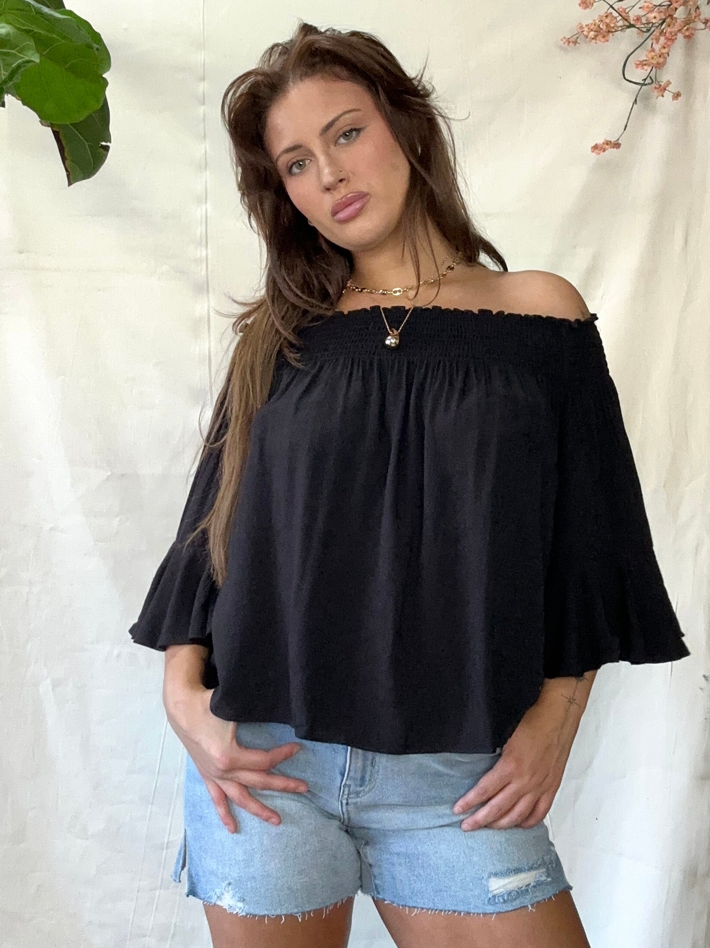 Black Rose off the shoulder top