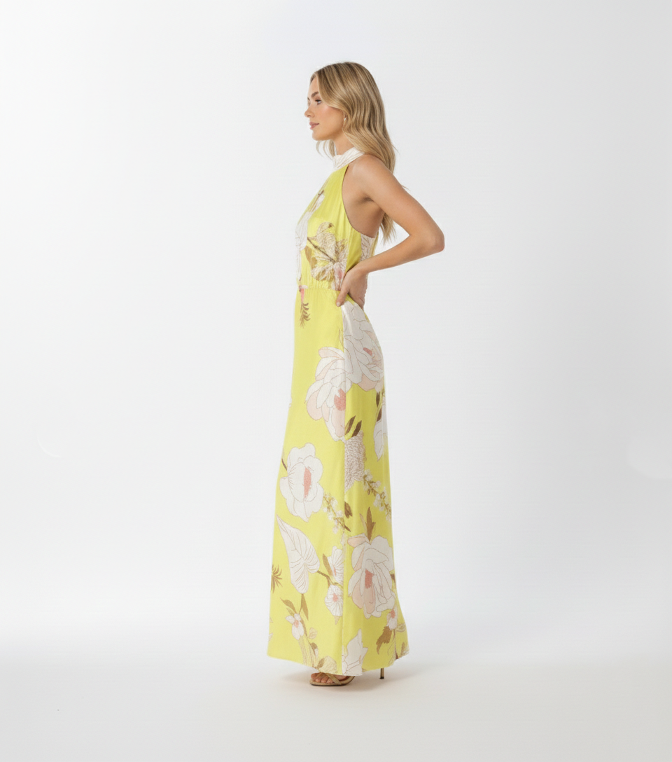 CELESTE HALTER FLORAL MAXI