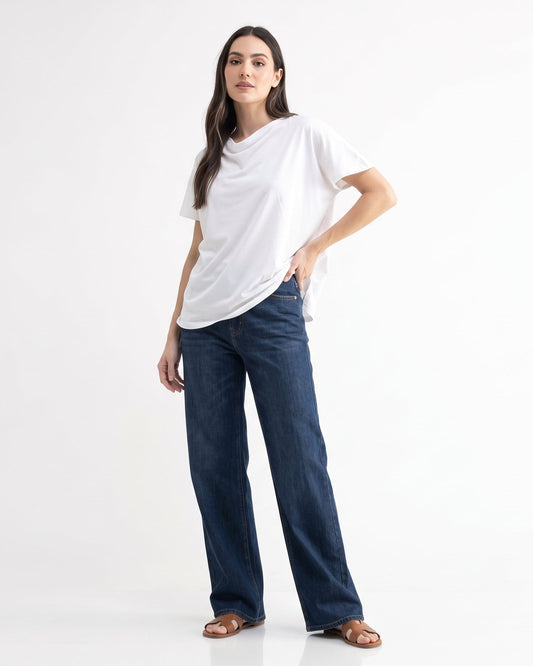 The Haven Oversized Inverted-Pleat Tee in Optic White