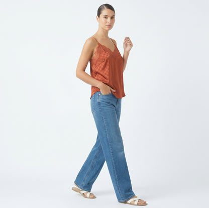 The Aria Checkered Jacquard Lace-Trim Satin Cami