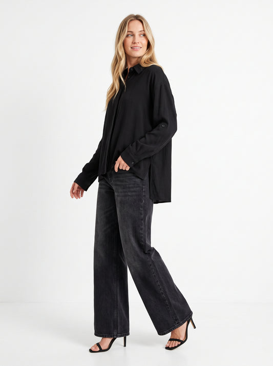 The Elena Concealed-Placket Relaxed Button-Down Shirt