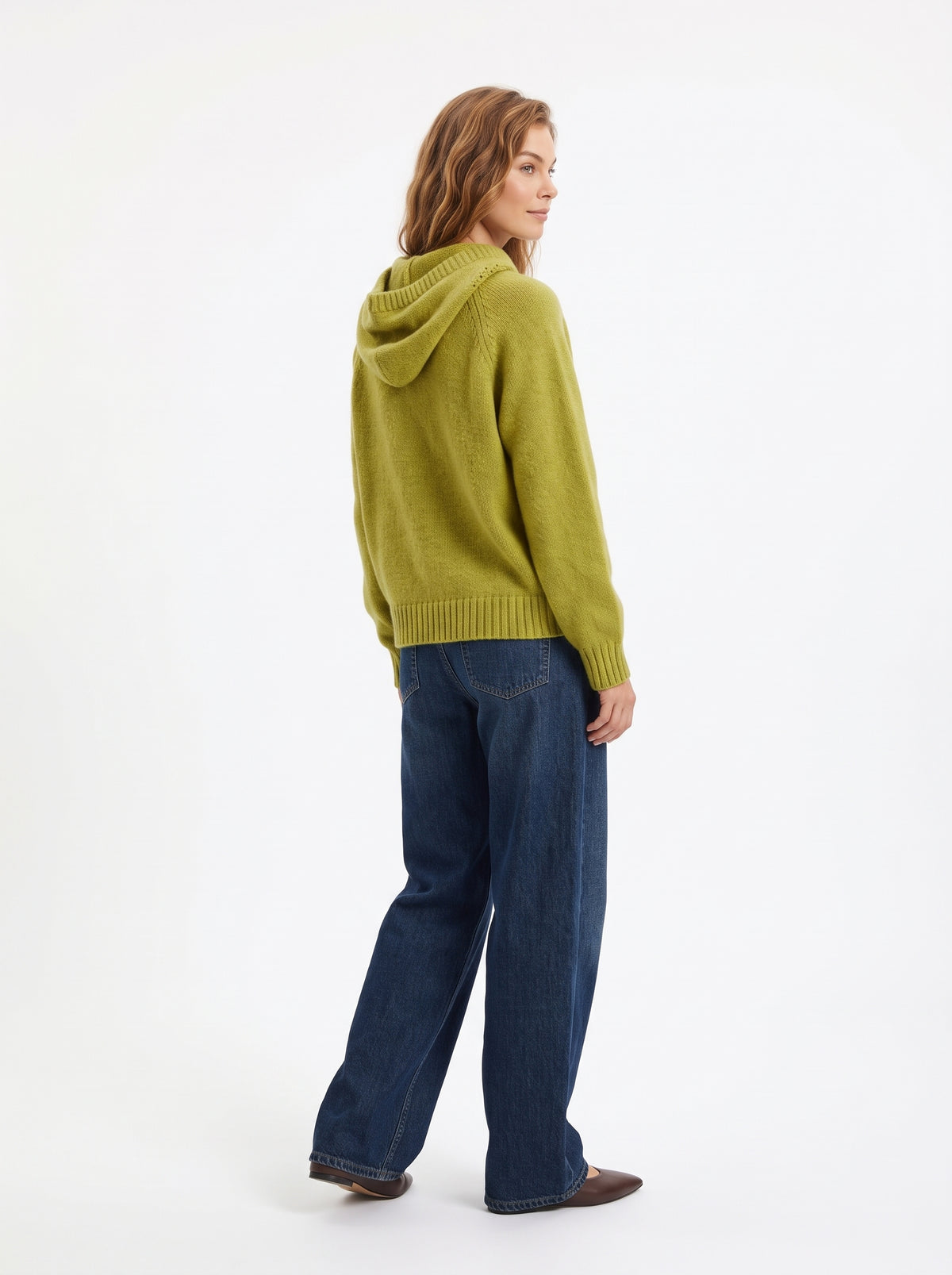 The Wren Chunky Knit Drawstring Hoodie Sweater in Chartreuse