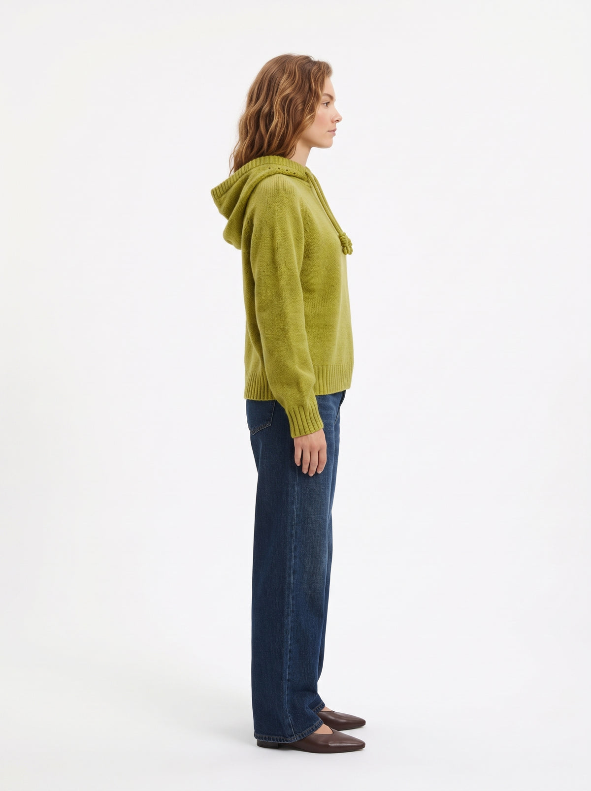 The Wren Chunky Knit Drawstring Hoodie Sweater in Chartreuse