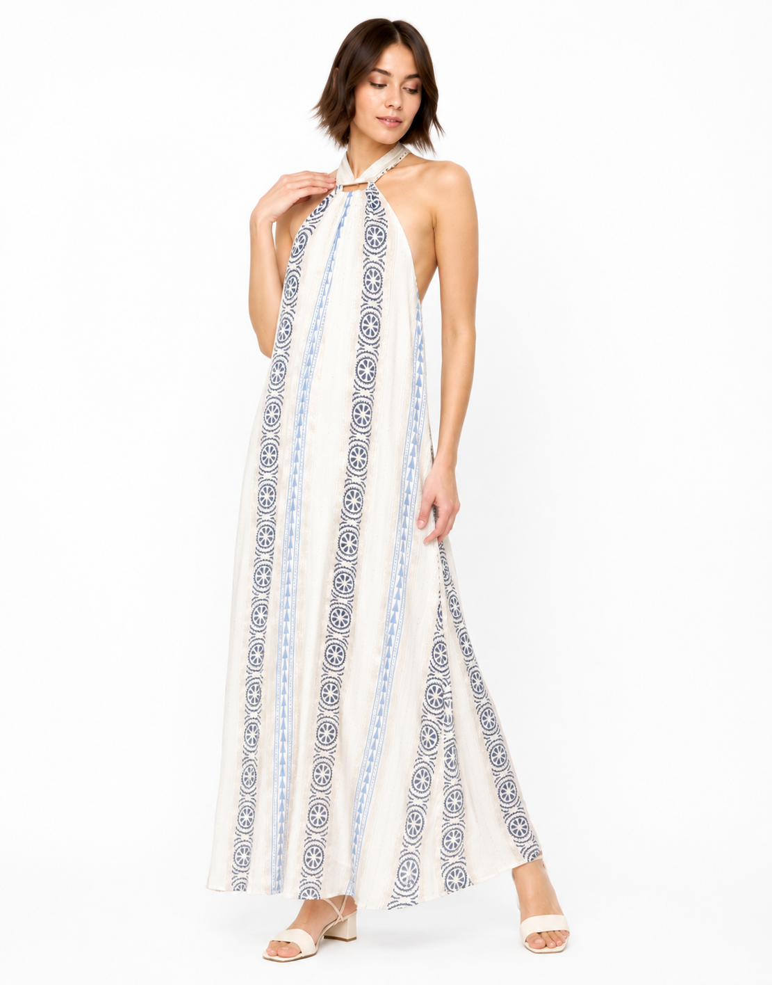 The Santorini Halter Backless Maxi Dress