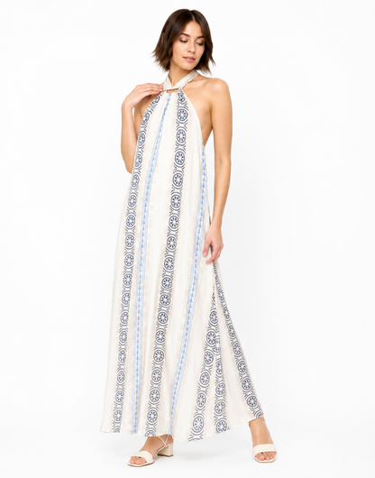 The Santorini Halter Backless Maxi Dress