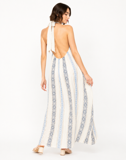 The Santorini Halter Backless Maxi Dress