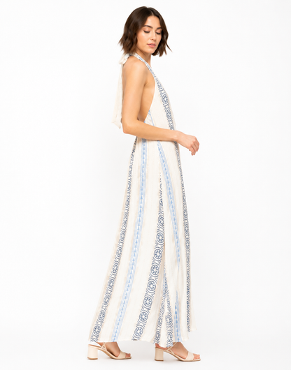 The Santorini Halter Backless Maxi Dress