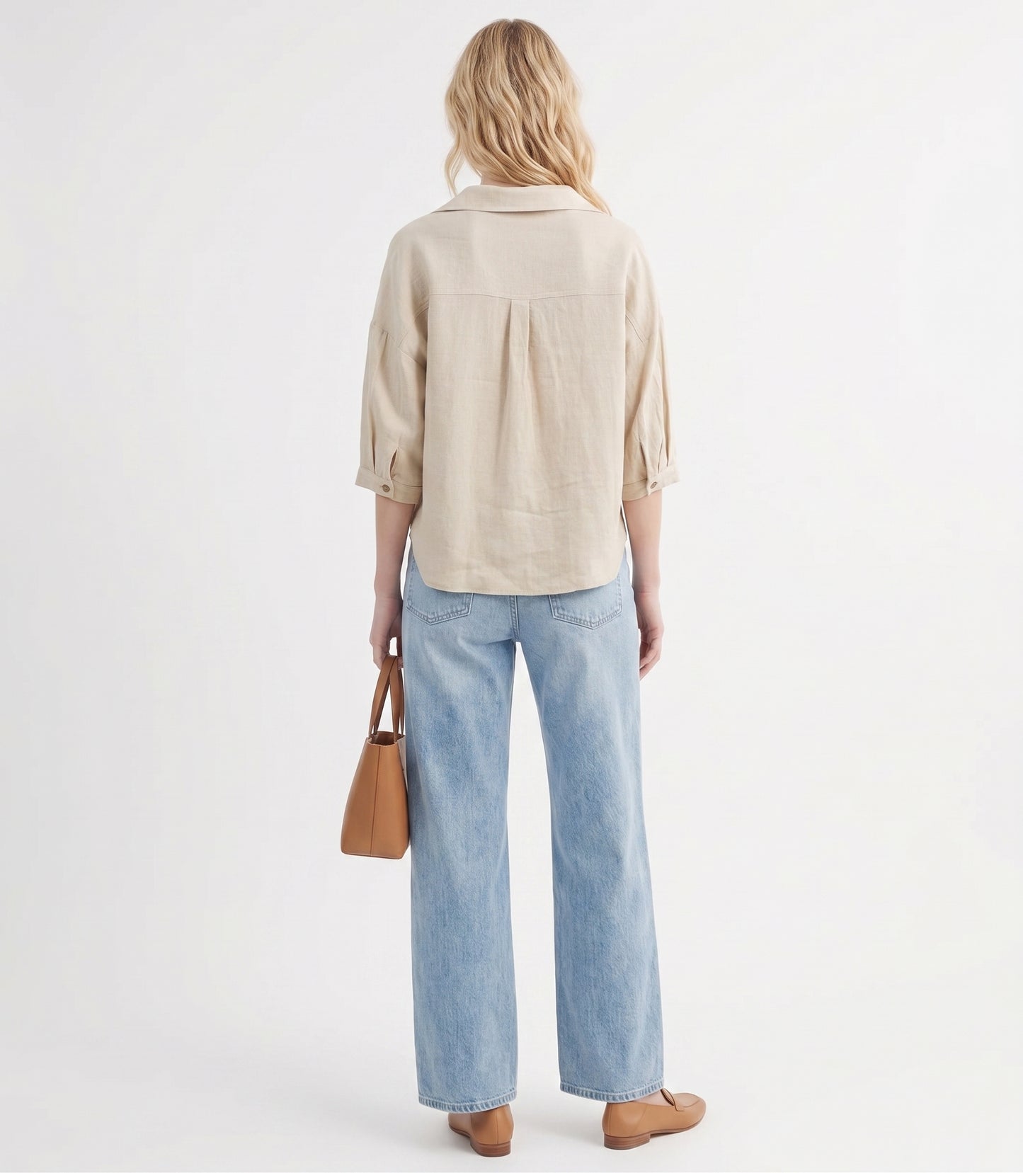 The Isla Oversized Linen Button-Down Shirt in Natural Sand