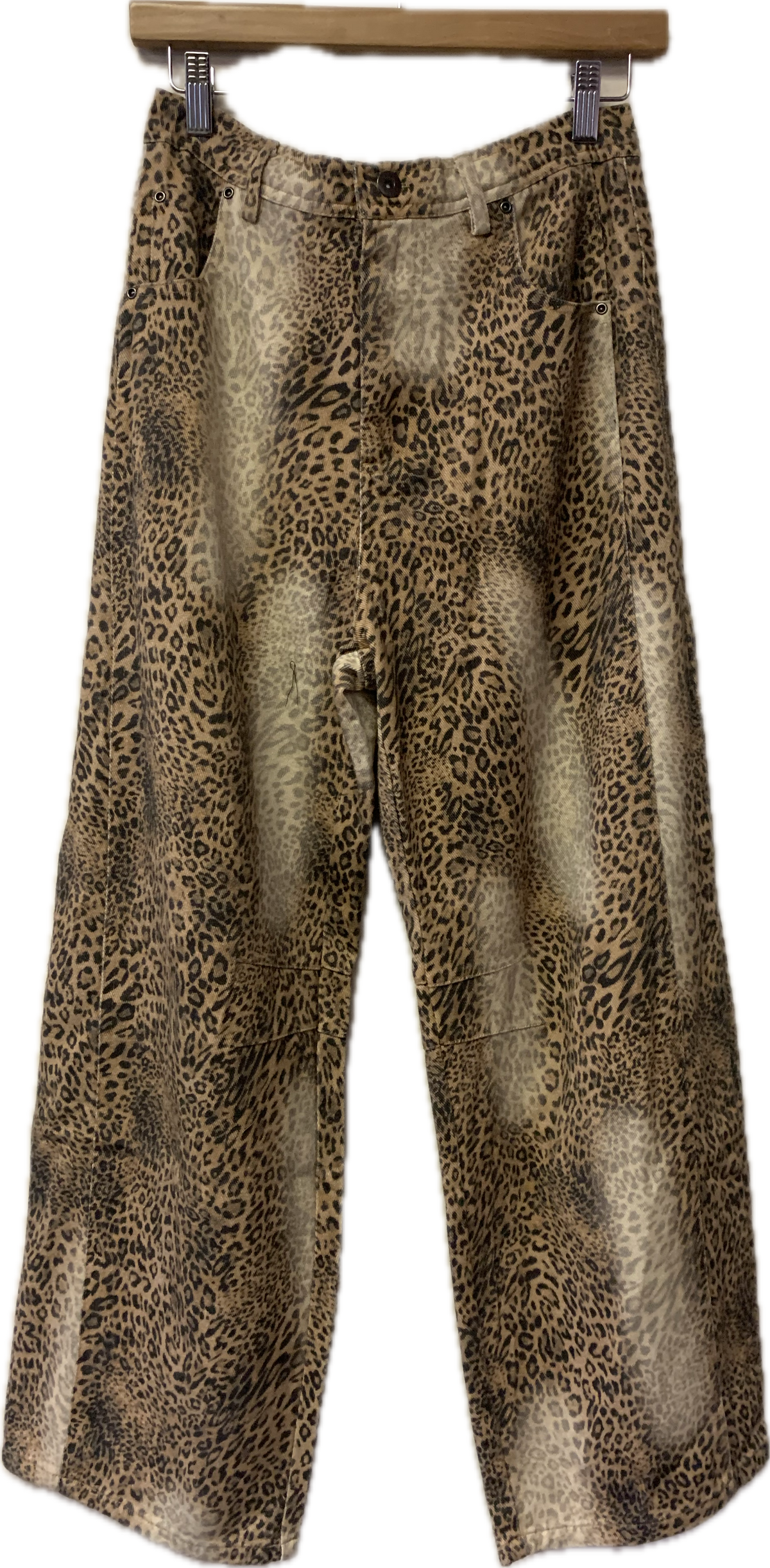 The Roxy Acid-Wash Wide-Leg Leopard Jeans in Tan