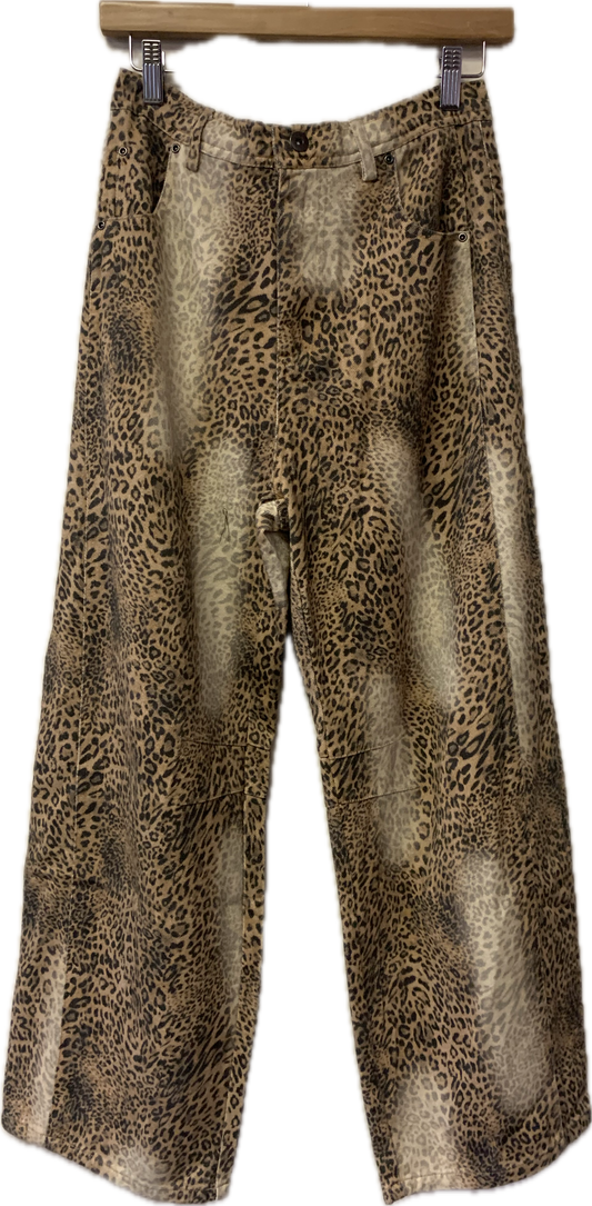 The Roxy Acid-Wash Wide-Leg Leopard Jeans in Tan