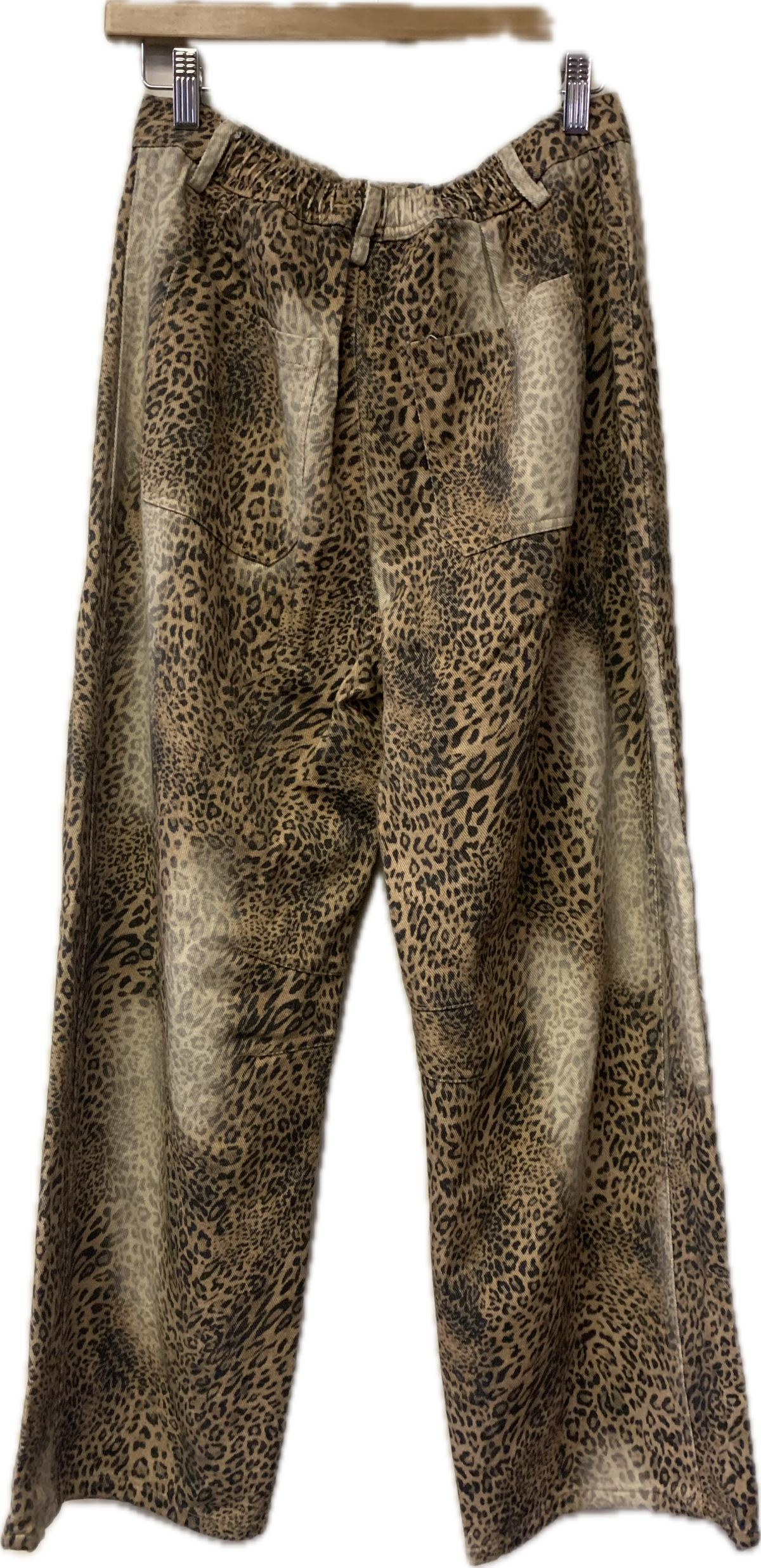 The Roxy Acid-Wash Wide-Leg Leopard Jeans in Tan
