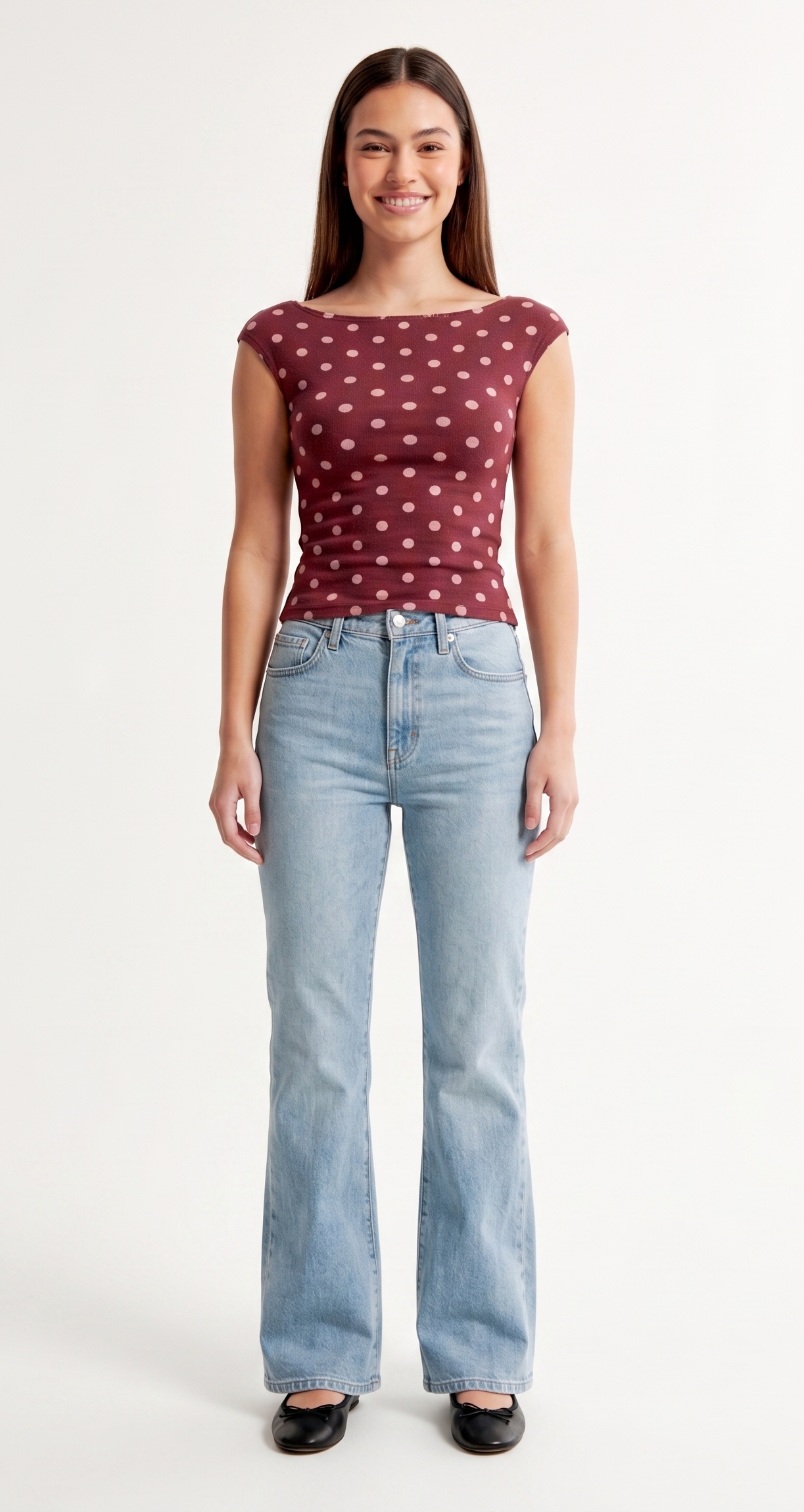 The Paris Polka Dot Off-Shoulder Cap-Sleeve Top