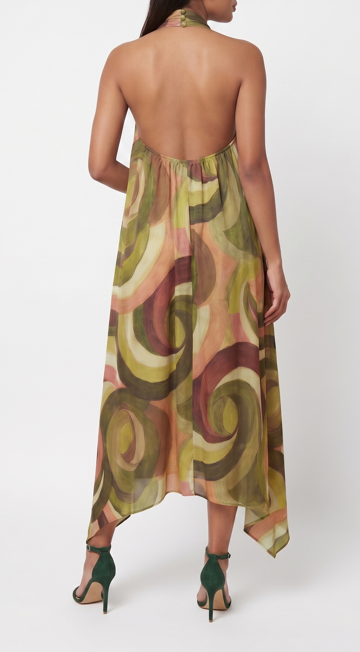 The Siena Swirl Hand-Painted Handkerchief Midi Dress