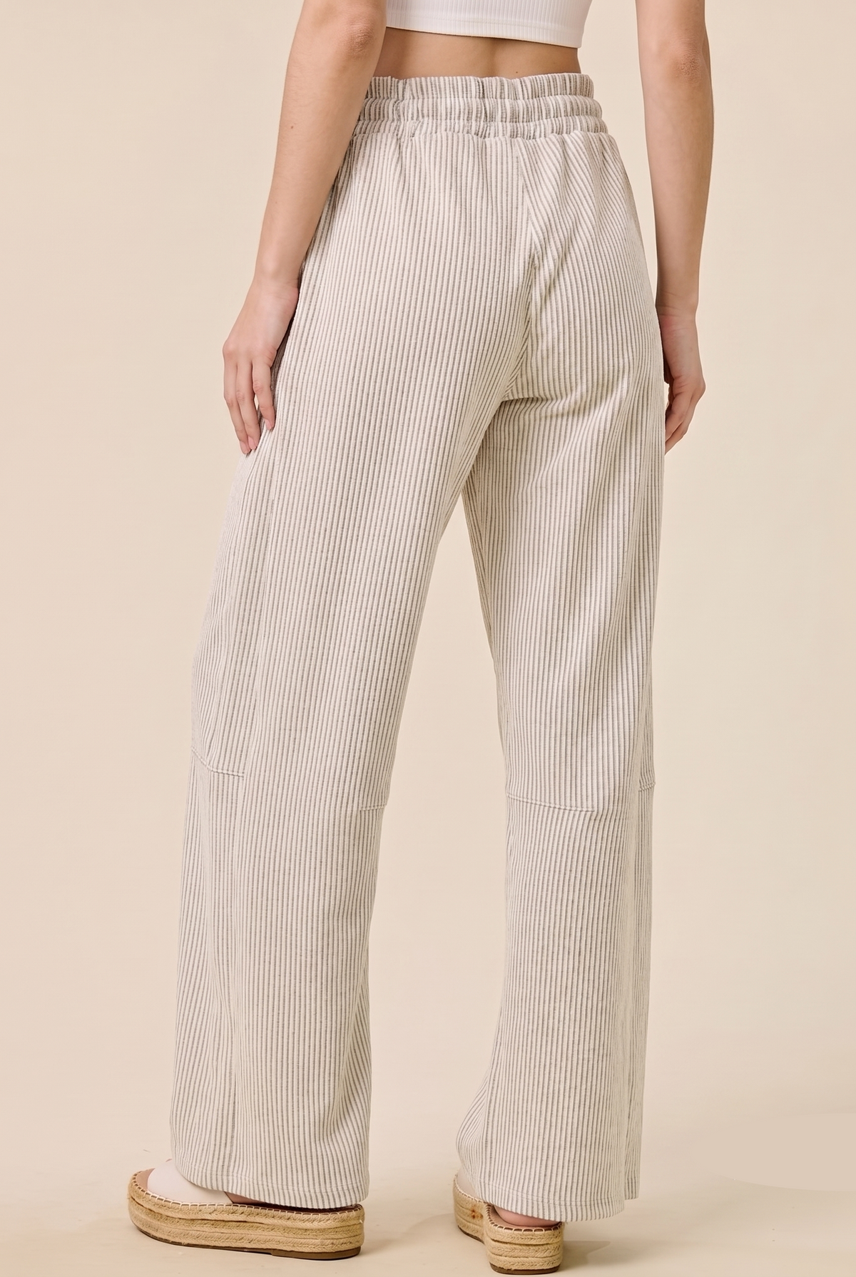 The Coastal Breeze Barrel Pinstripe Drawstring Wide-Leg Pants