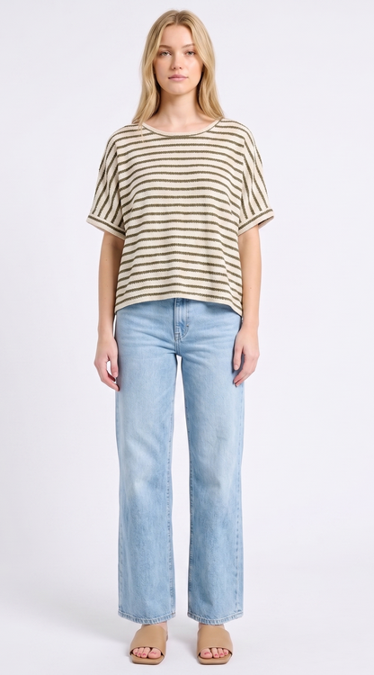 The Woodland Stripe Textured Dolman Top
