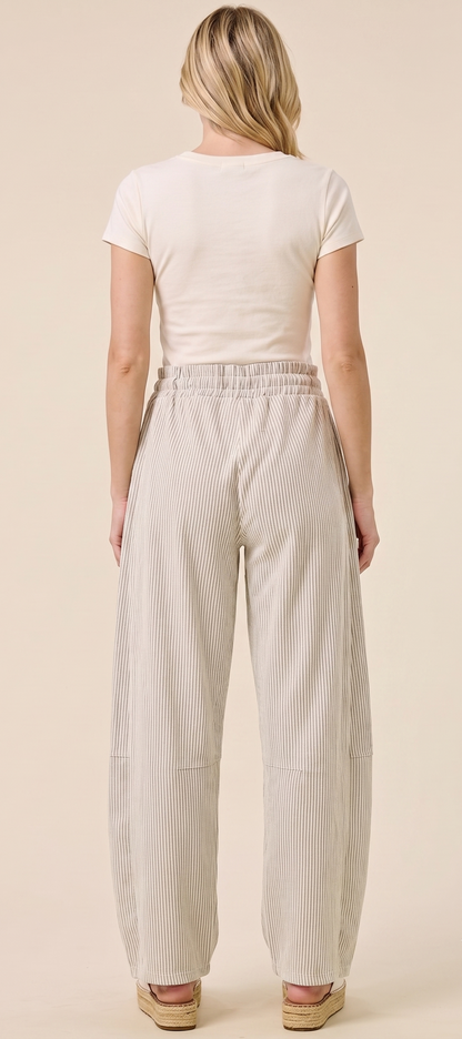 The Coastal Breeze Barrel Pinstripe Drawstring Wide-Leg Pants