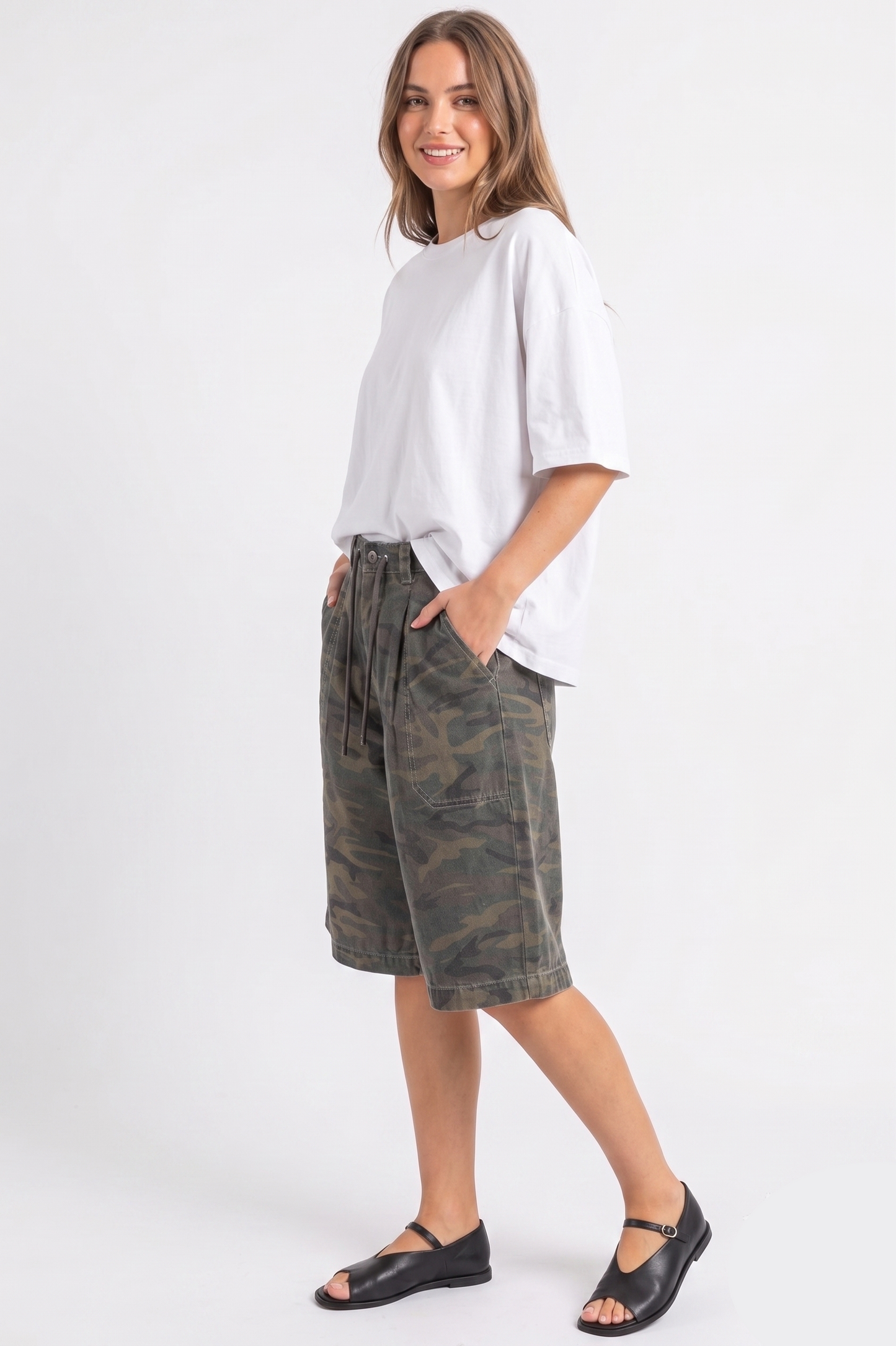 The Rebel Camo Oversized Cargo Skort Shorts