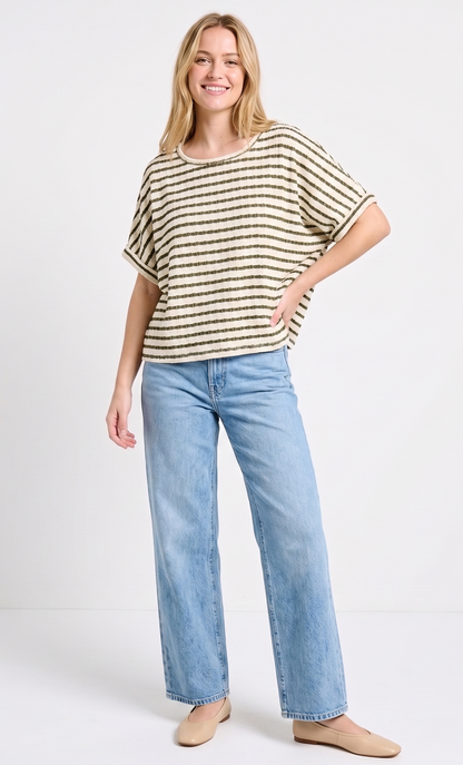 The Woodland Stripe Textured Dolman Top