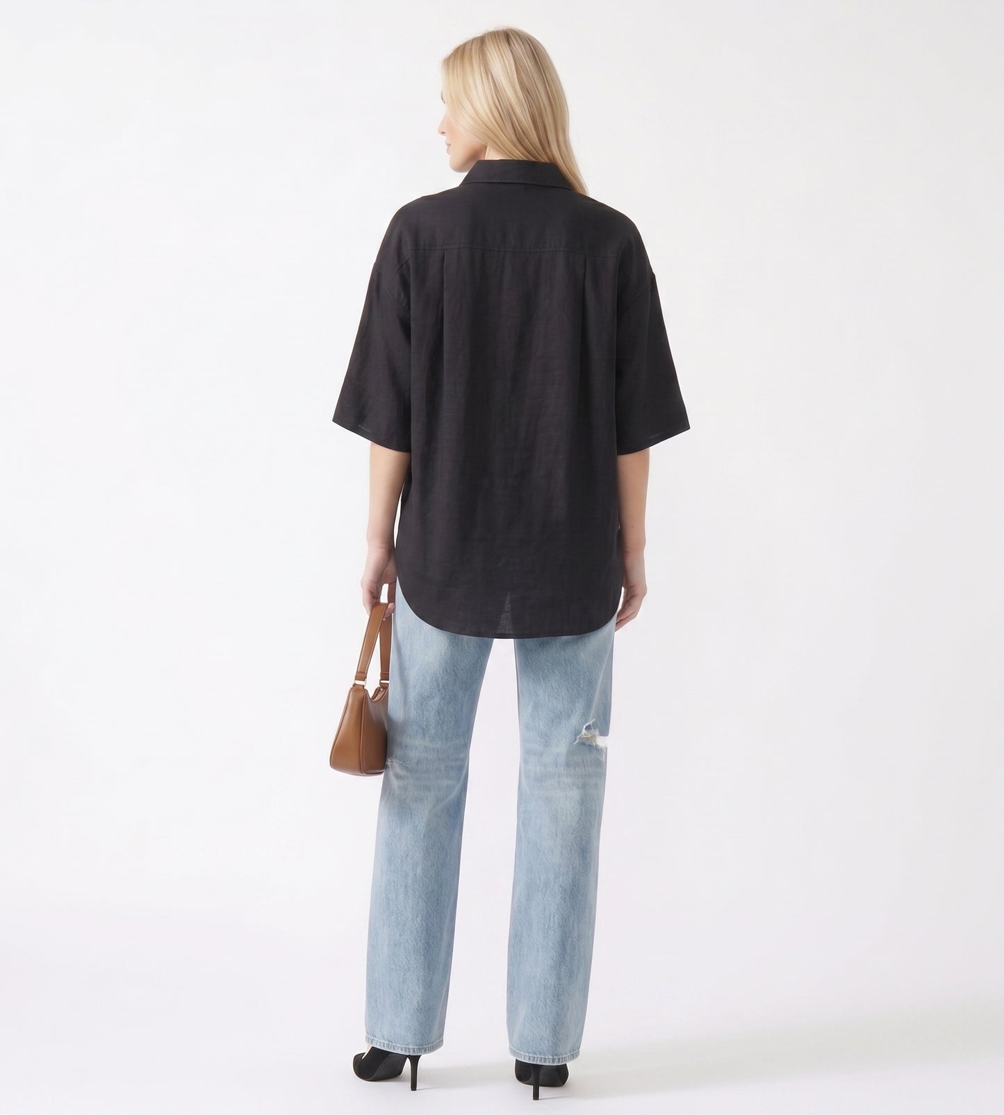 The Soren Oversized Short-Sleeve Button-Down in Olive Khaki