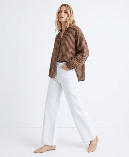 The Dakota Fringe-Trimmed Striped Oversized Blouse
