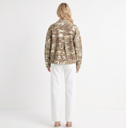 The Maverick Pleated-Back Camo Oversized Denim Jacket