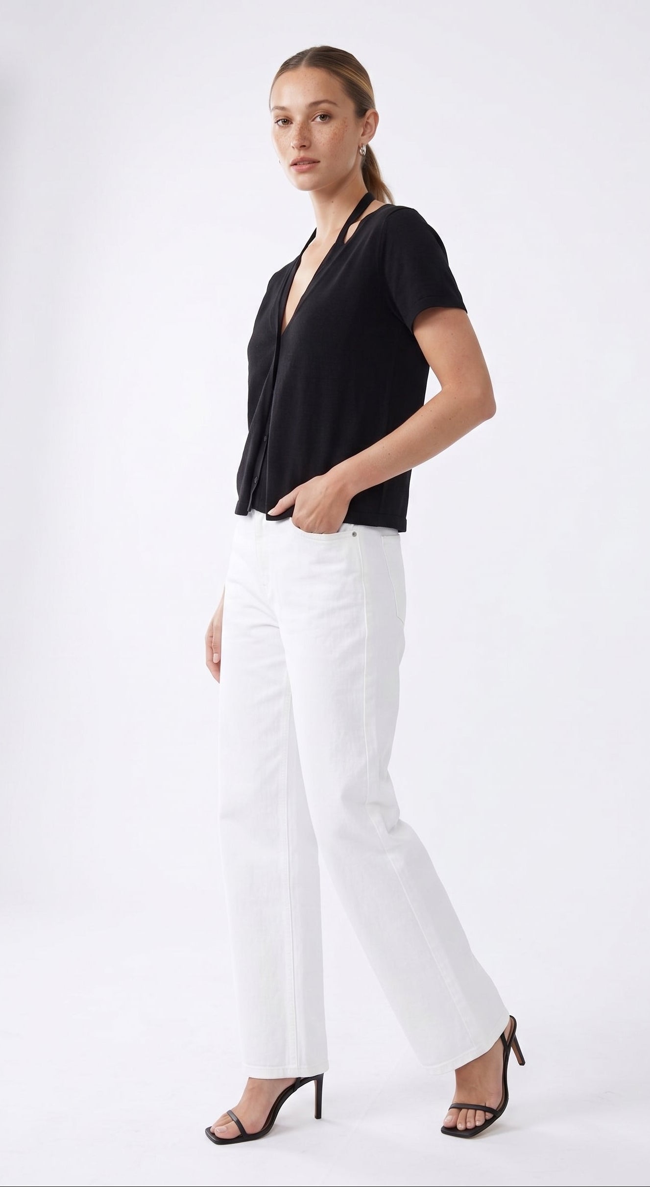 The Reese 2-in-1 Halter Layered Short-Sleeve Cardigan Top