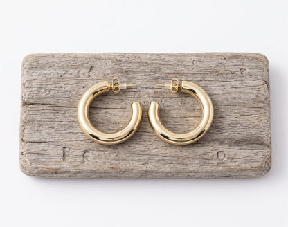 The Aurelia 14k Gold Dipped Chunky Tubular Hoop Earrings