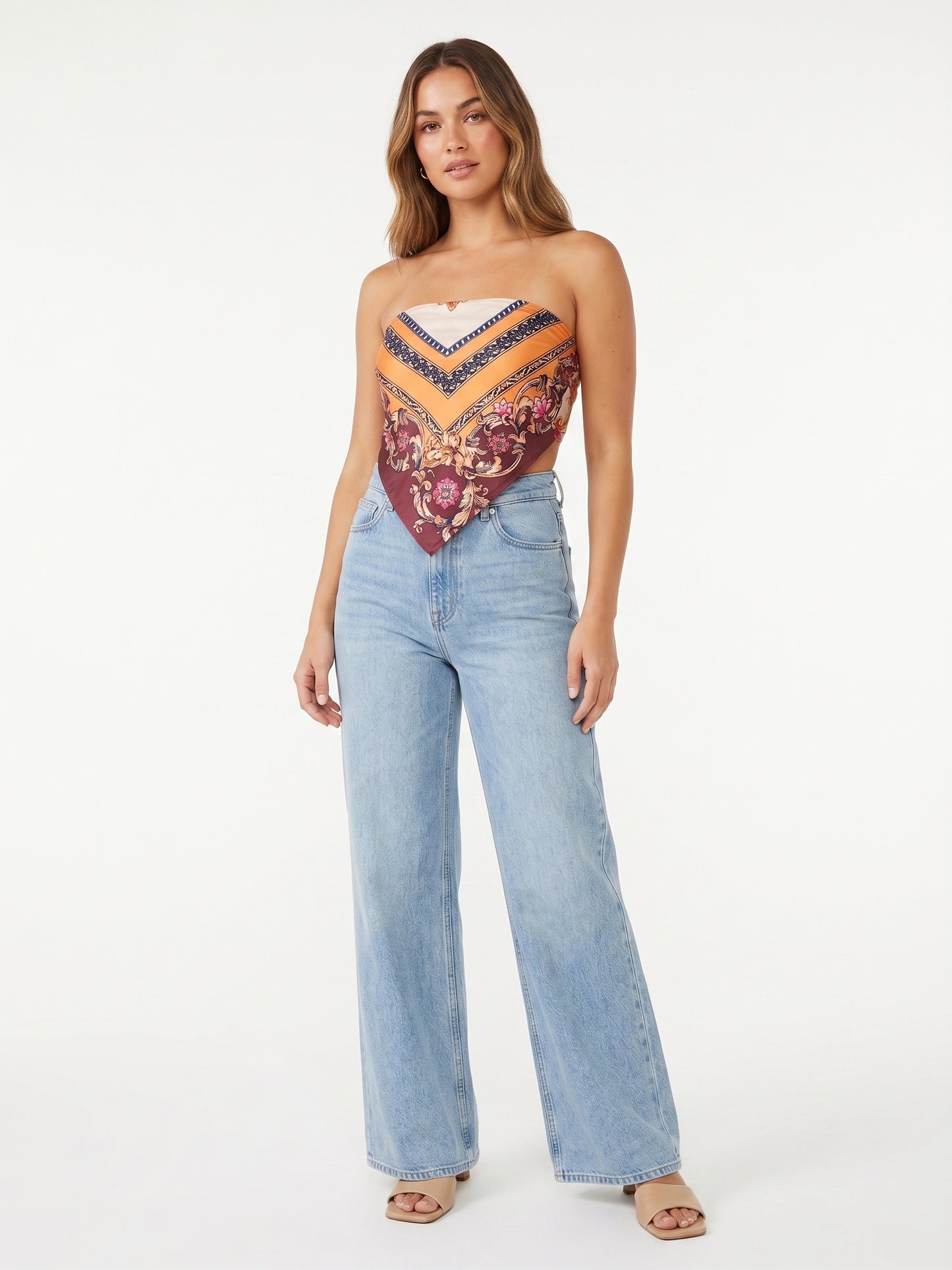 The Valencia Baroque Print Tie-Back Scarf Top
