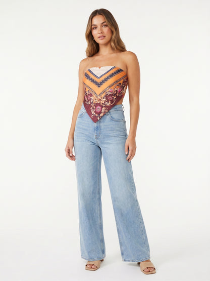 The Valencia Baroque Print Tie-Back Scarf Top