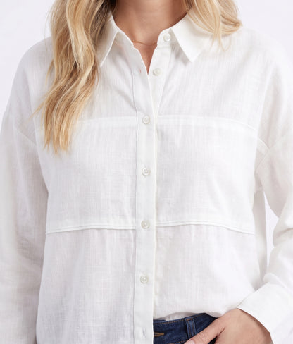 The Astrid Oversized Seamed Button-Down Shirt in White