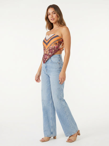 The Valencia Baroque Print Tie-Back Scarf Top