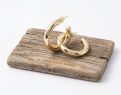 The Aurelia 14k Gold Dipped Chunky Tubular Hoop Earrings