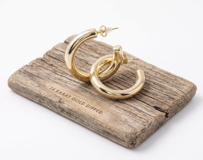 The Aurelia 14k Gold Dipped Chunky Tubular Hoop Earrings