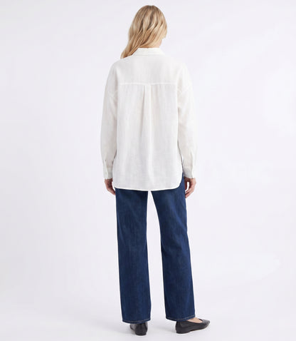 The Astrid Oversized Seamed Button-Down Shirt in White