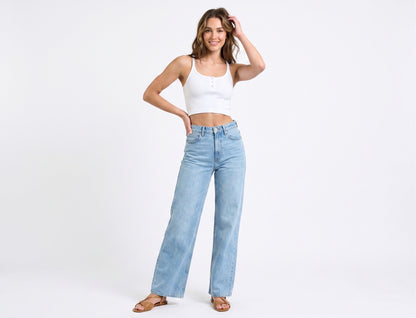 The Stella Seamless Ribbed Snap-Front Cropped Tank