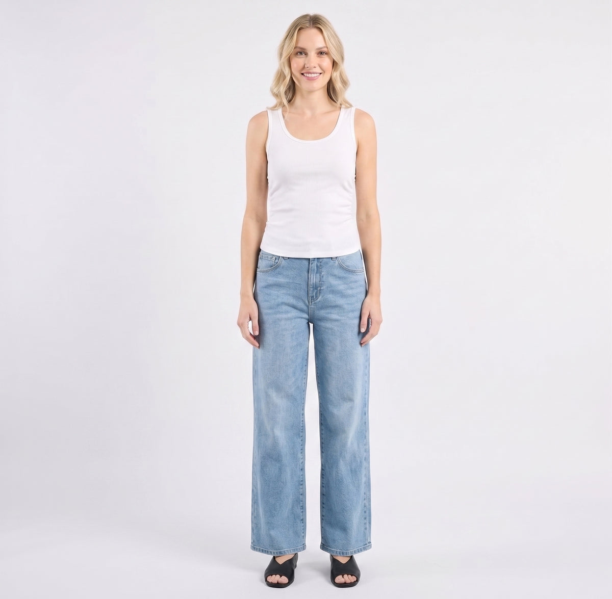 The Harper Side-Ruched Ribbed Scoop-Neck Tank Top