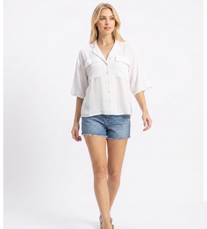 The Coastal Oasis Linen Camp Collar Button-Down