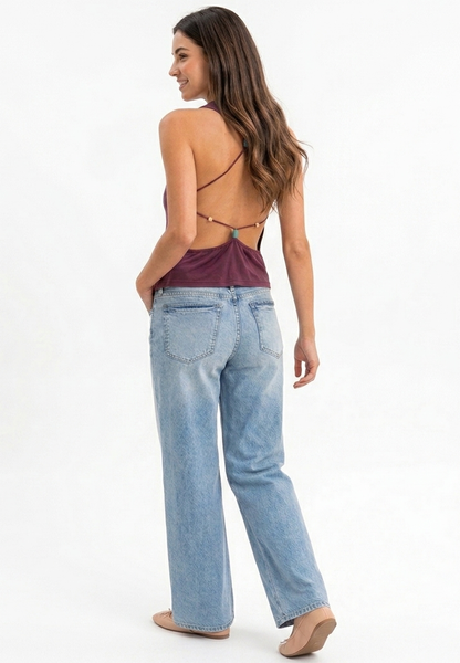 The Sahara Beaded Cowl Neck Backless Halter