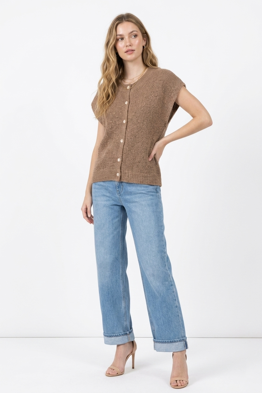 The Marled Texture Button-Front Sweater Vest