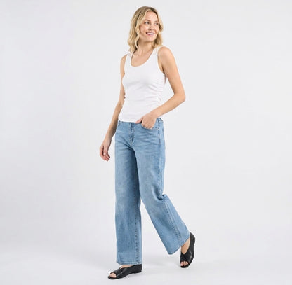The Harper Side-Ruched Ribbed Scoop-Neck Tank Top