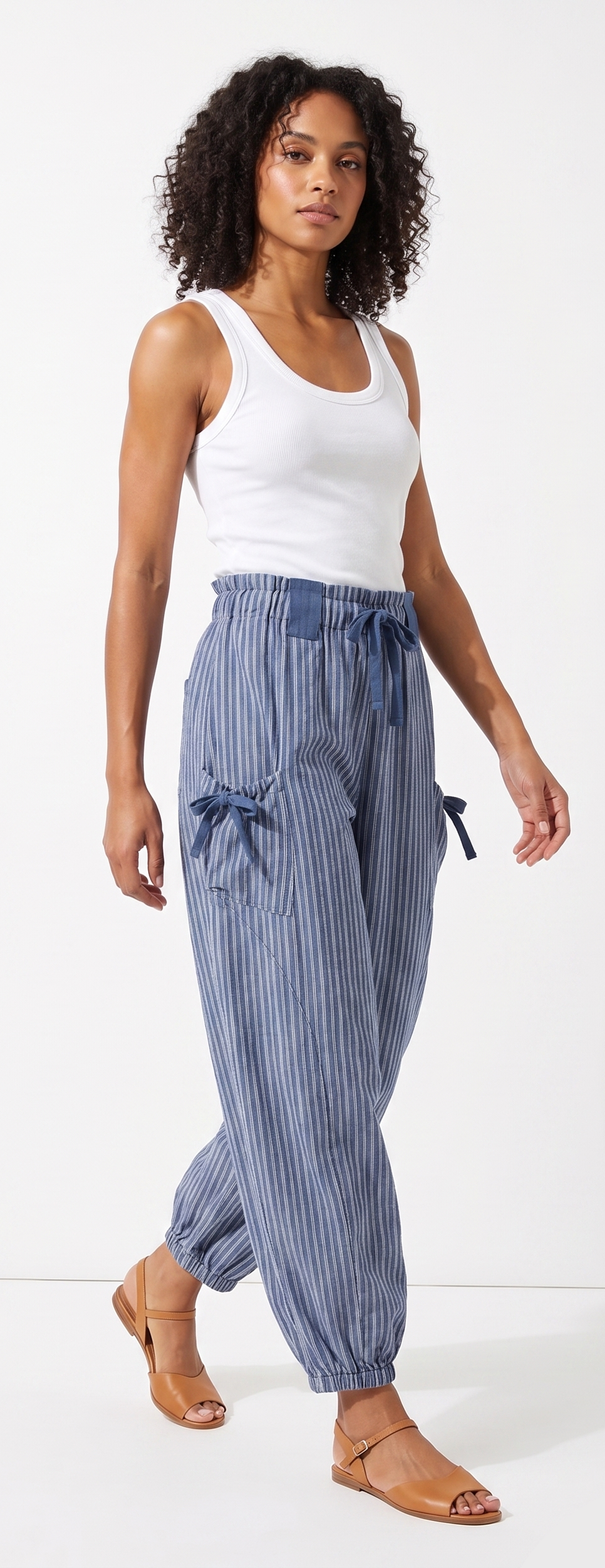 Striped Smocked Waist Pocket Jogger Pants