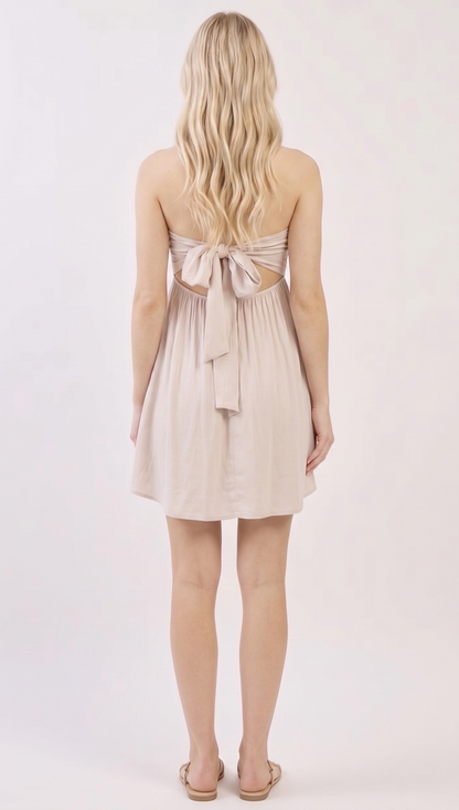 The Golden Hour Smocked Back-Tie Strapless Mini Dress